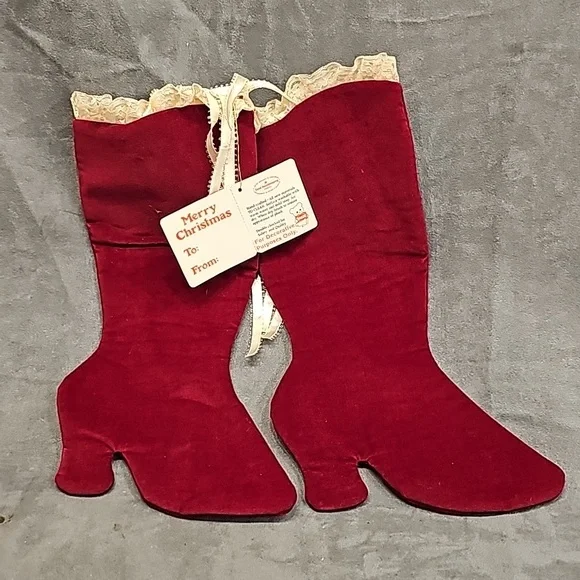 Vintage R. Dakin Stockings Christmas Victorian Boots Lace 1986 - Picture 3 of 9
